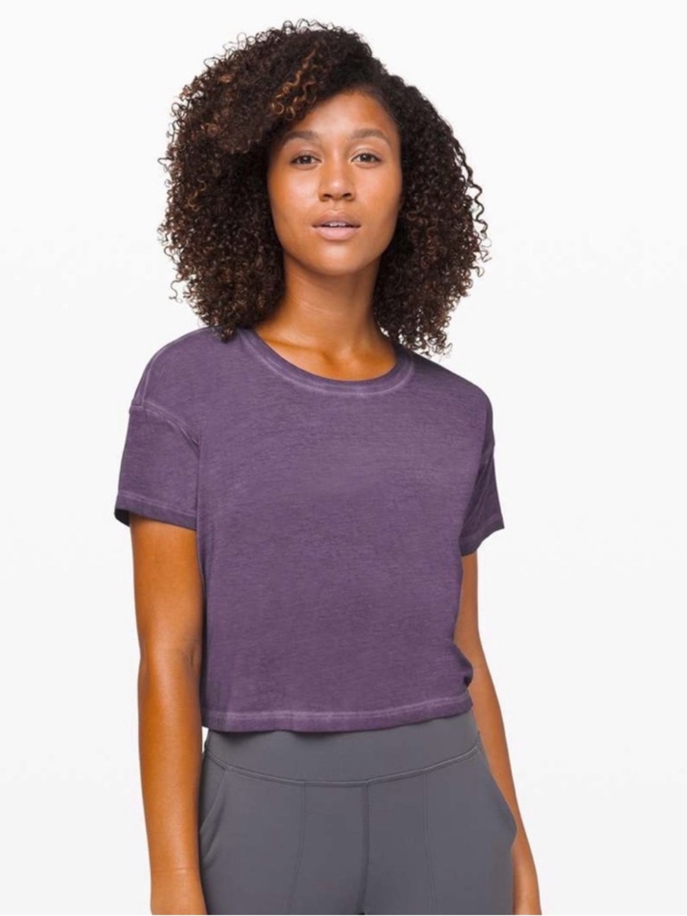 Lululemon cates crop tee shirt purple 4